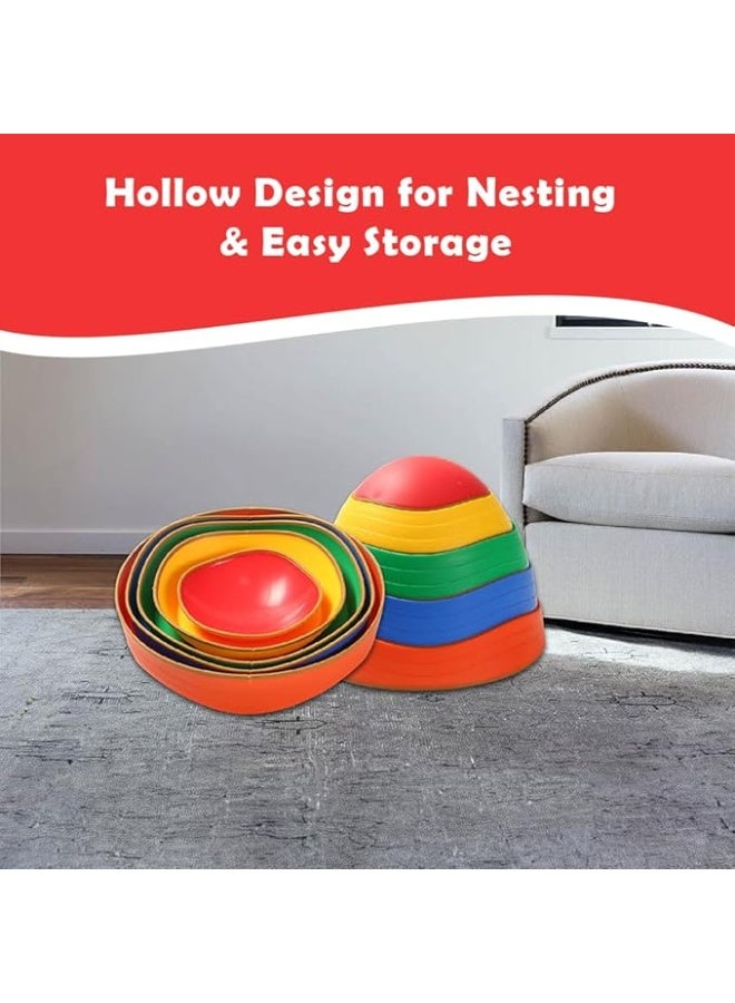 abley's Therapeutic Stepping Stones Balance Set, Rainbow Colors, 5-Piece Stackable Sensory Training System for Kids, Indoor Active Play - Image 4